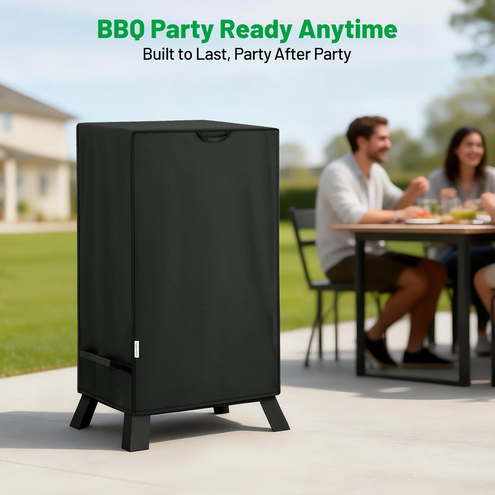 Arborlily 40 Inch Electric Smoker Cover for Masterbuilt, Heavy Duty Waterproof Outdoor Square Vertical Smoker Grill Cover with Windproof Straps & Handles, All-Weather Fade Resistant, Black - Image 8