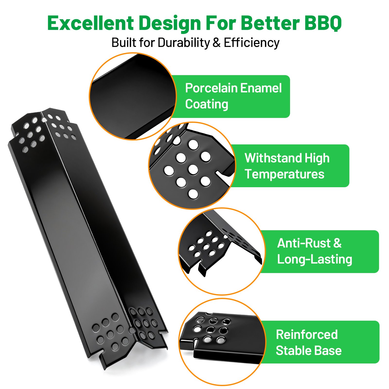 Arborlily Grill Burner Covers Replacement 14.6" L, Heavy Duty Porcelain Steel Grill Heat Plates Parts, Outdoor Barbecue Heat Shield Flame Tamer Kit for Nexgrill and More Grills, 5 Pack - Image 4