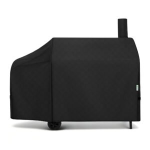 Arborlily Offset Smoker Cover 60 Inch, Heavy Duty Waterproof Charcoal Smoker Grill Cover for Outdoor Grill, UV & Fade Resistant, Fits Char-Broil, Brinkmann, Royal Gourmet, New Braunfels, Black