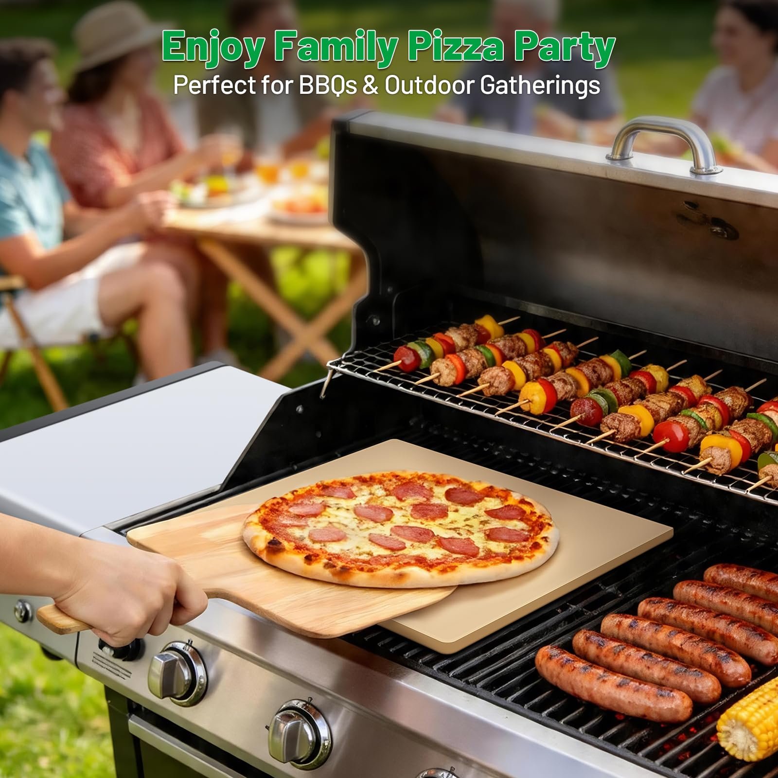 Arborlily Pizza Stone for Oven and Grill, 15 x 13 Inch Cordierite Baking Stone with Scraper, Even Heat for Crispy Crust, Perfect for Bread, Pies, and 12-Inch Pizzas - Image 8
